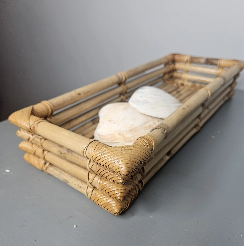 Vintage Bamboo Vanity Tray Bath Accessory 13.5